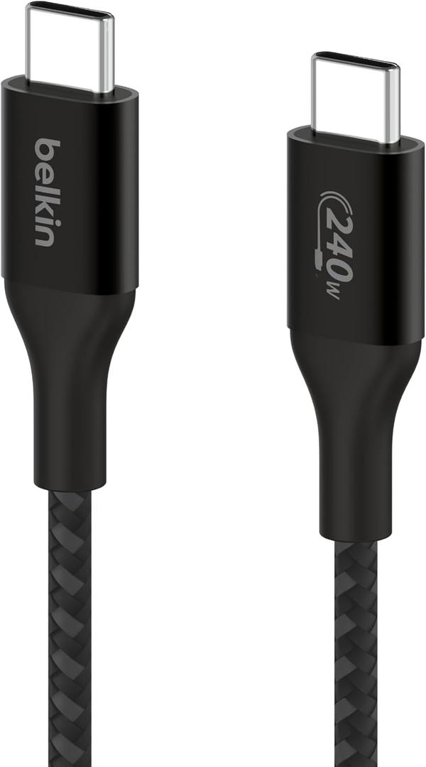 Belkin BoostCharge USB-C to USB-C Power Cable (1M/3.3ft) Fast Charging Cable 240W Power Delivery USB-IF for MacBook Pro, iPad, iPhone 16 Series, Galaxy S25 Series, Nintendo Switch 2 & More - Black (Black)