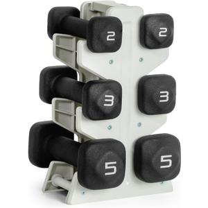 Tone Fitness Neoprene Dumbbell Set with Storage Rack Non-Slip, Anti-Roll Hand Weights for Home Gym Workouts | 20 lb Options