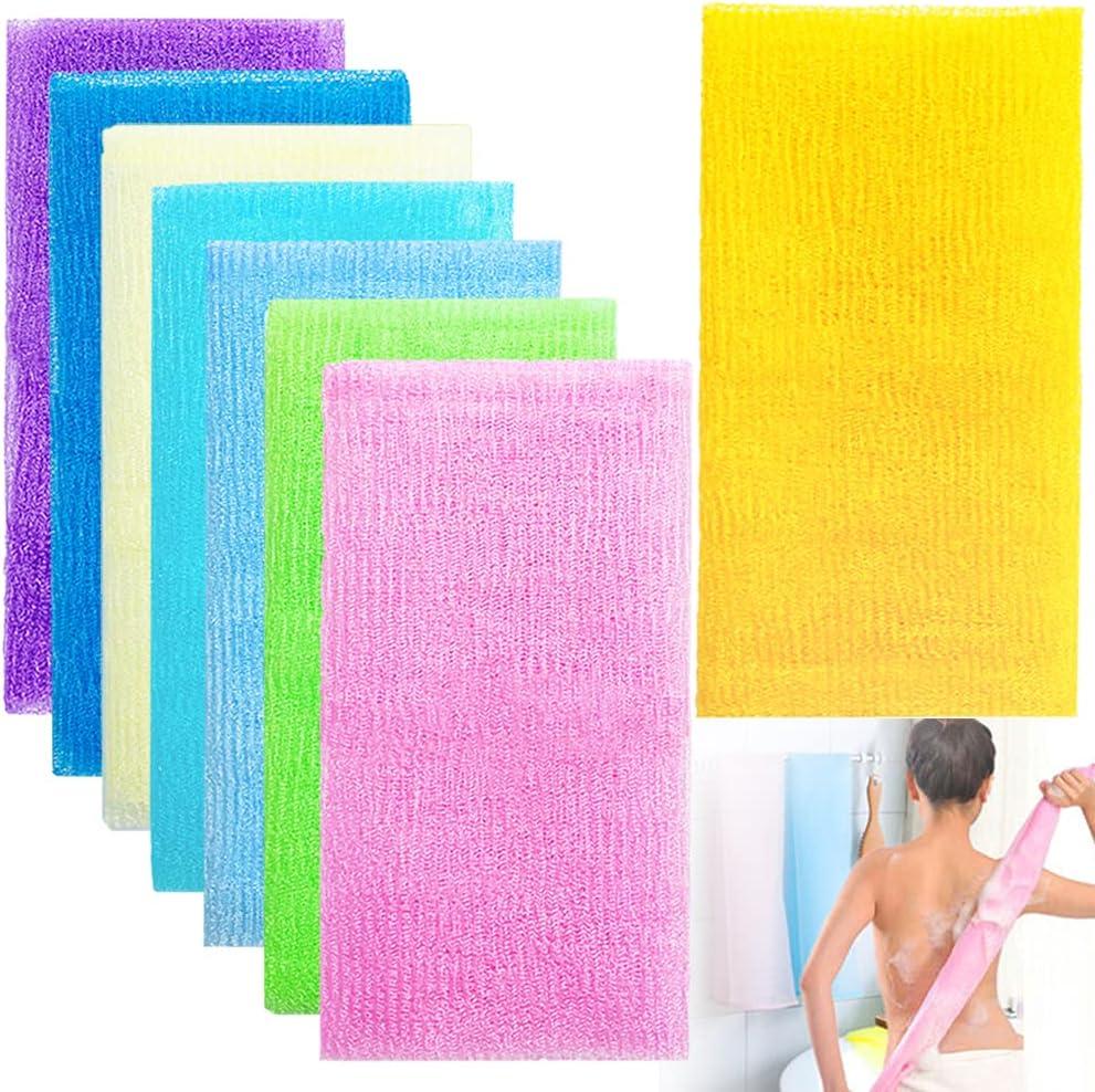 8Pcs 35 Inch Exfoliating Bath Cloth,Skin Bath Wash Towel,Nylon Shower Washcloth Body Scrubber Loofah for Women and Men