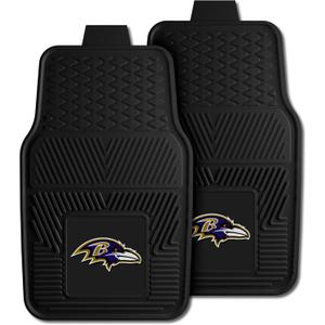 FANMATS 8755 Baltimore Ravens 2-Piece Heavy Duty Vinyl Car Mat Set, Front Row Floor Mats, All Weather Protection, Universal Fit, Deep Resevoir Design