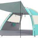 Gorich Beach Tent Sun Shelter with Canopy, Easy Setup UPF50+ UV Protection Sun Shade for 7-8 Person, Lightweight & Compact Beach Umbrella for Family Travel