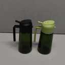 CXINYI - 16oz/470ml Olive Oil Dispenser for Kitchen with Stickers - 2 in 1 Olive Oil Sprayer for Cooking, Air Fryer, and Salad, Black&Green (Light-Proof Kitchen Gadget)