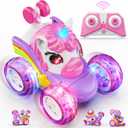 Carsky Unicorn Remote Control Car for Girls,Rechargeable 360Stunt RC Cars Rotation 4WD Remote Cars with LED Lights,Fun Indoor Outdoor Toys for Kids,Chritmas Birthday Gift for 3 4 5 6 Year Old Girl