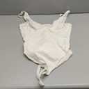 FeelinGirl Shapewear Bodysuits for Women Tummy Control Body Suits Deep V Neck Thong Body Shaper (Medium, White)