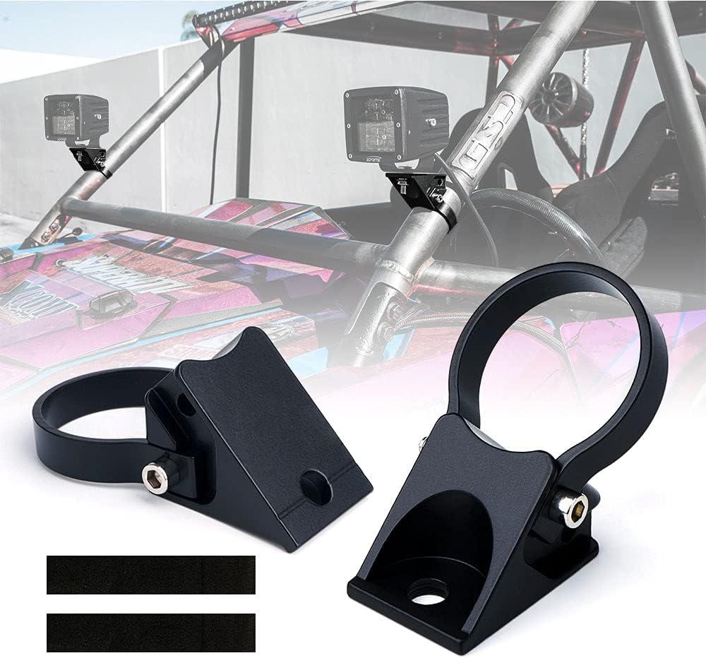 Xprite 2 Inch Roll Bar Mounting Brackets, Universal Adjustable LED Light Bar Brackets, Roll Cage & Bull Clip Holder for UTV ATV Can Am Maverick X3 Polaris RZR XP and More Models