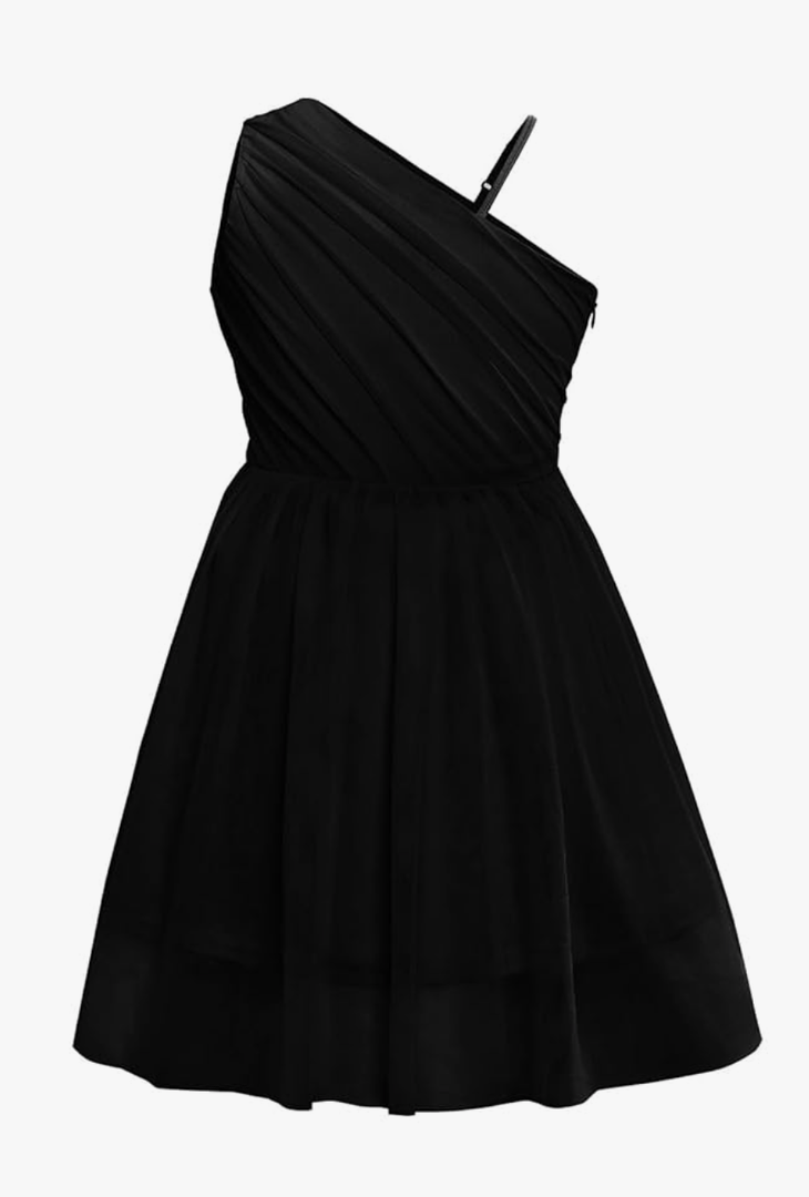 Batermoon Girls One Shoulder Dress Summer Party Graduation Semi Formal Short Dresses 13-14 Years