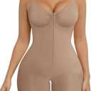 SHAPERX Women's Shapewear Bodysuit Tummy Control Seamless Zip-Up Body Shaper Waist Defining Silhouette, S/M