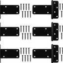 5 in T-Strap Shed Door Hinges 260 Lbs Capacity, 6 Pack Heavy Duty Gate Hinge, Black Gate Strap Hinges, Black Wrought Hardware for Wooden Fences, Barn Door, (Patent Pending)