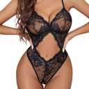 Avidlove Sexy Lingerie for Women Lace Teddy One Piece Cross Strap Bodysuit Lingerie 2XL