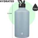 Konokyo Gallon Insulated Water Bottle with Straw,128 oz 3 Lids Water Jug with Carrying Bag,Paracord Handle, Double Wall Vacuum Stainless Steel Metal Flask,Storm Blue