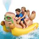 Skirfy 72" Inflatable Swimming Pool Float for Kids with Sprinkler for Yards, 3-in-1 Summer Water Toys Large Pool Raft Outdoor Party Toys