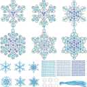 Civaner 24 Sets Snowflake Suncatcher Craft Kits Winter Window Arts and Crafts DIY Make Your Own Suncatcher Hanging Ornament for Winter Xmas Home Activity Party Favor