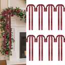 Zhengmy 8 Pcs Long Glitter Velvet Bow Christmas Ornament, 12 x 20 Inch Sparkly Twist Tie Bow Large Cabinet Ribbon Decoration for Xmas Tree Topper Garland Wreath Gift Wrapping Craft Holiday (Wine Red)