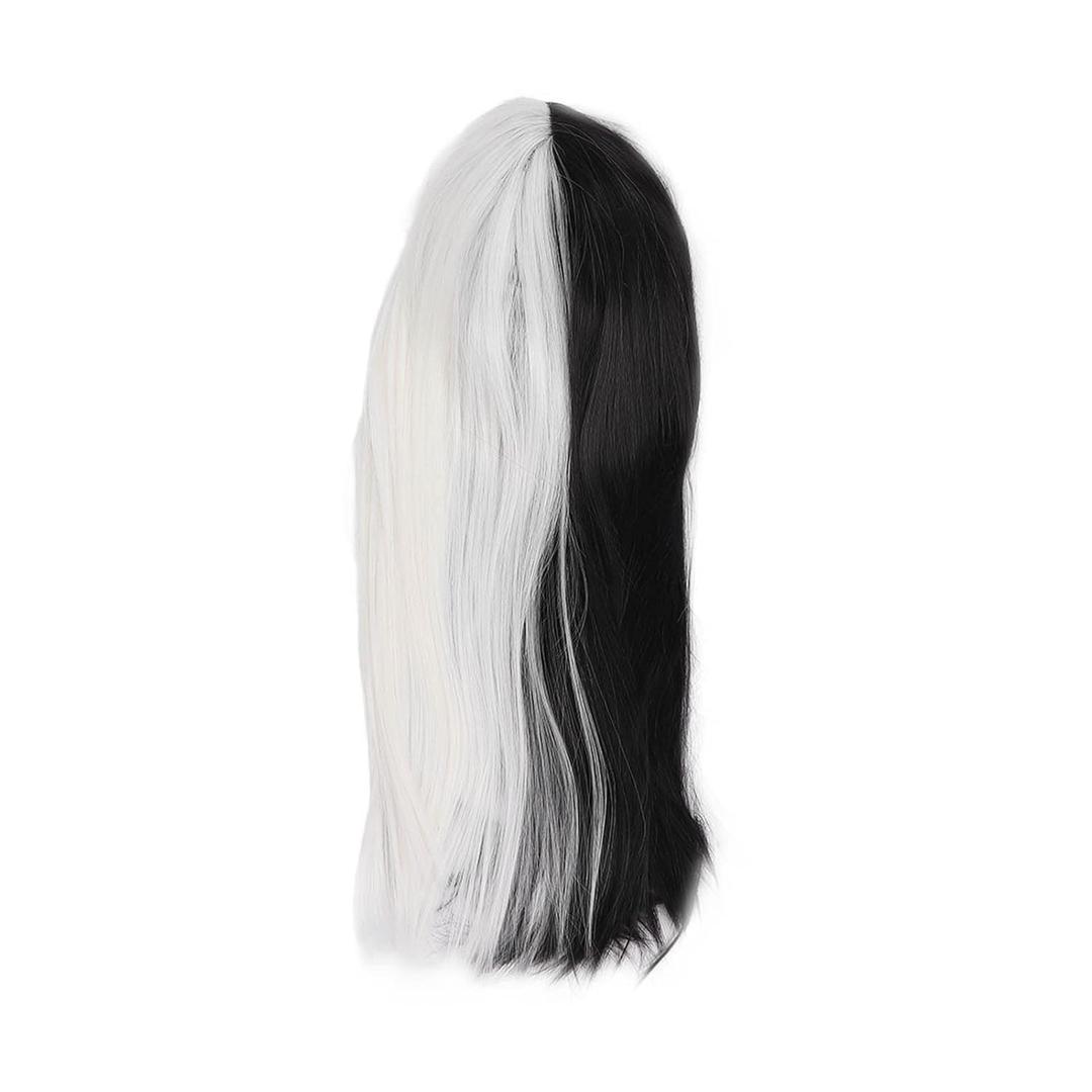 Black and White Wigs, Women's s Straight Hair Wigs, Black and White Synthetic Wigs for Cosplay Halloween Cosplay Costume Wigs