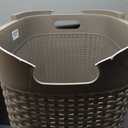 Mind Reader Slim Laundry Hamper with Lid, 60L Tall Clothes Basket, Narrow Tapered Design for Bathrooms, Closets and Laundry Rooms, Plastic, Tan, 1 Piece