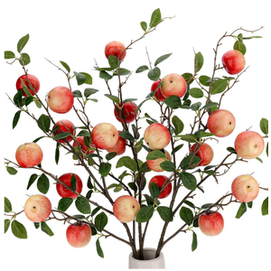 Gresorth Realistic Fake Apple Bouquet Decoration Pink Artificial Lifelike Plant Stem Faux Fruit Bouquet Birthday Christmas Theme Décor 2pcs