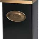 Architectural Mailboxes Designer Locking, Vertical Wall-Mounted Mailbox for Outside, Modern Metal Galvanized Steel Medium Mail Box with Lock and Key Drop Box, Black with Optional Mail Emblem (Black & Brushed Brass)