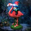 Solar Flamingo Gnome Garden Decor Statue, Outdoor Funny Solar Light Decoration for Yard, Patio, Lawn, Unique Housewarming, Birthday Gift for Women, Mom, Grandma