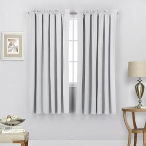 2 Pc Rod Pocket 100% Blackout Window Curtain Panel Set, White, Window Bedhroom, Living Room 52" W x 63" L