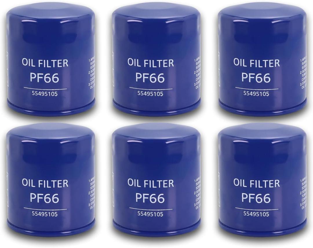 PF66 Engine Oil Filter Compatible with Chevy Colorado Suburban Silverado 1500 Tahoe GMC Acadia Sierra 1500 Yukon Cadillac CT4 CT5 CT6 Escalade XT4 (6 pcs)