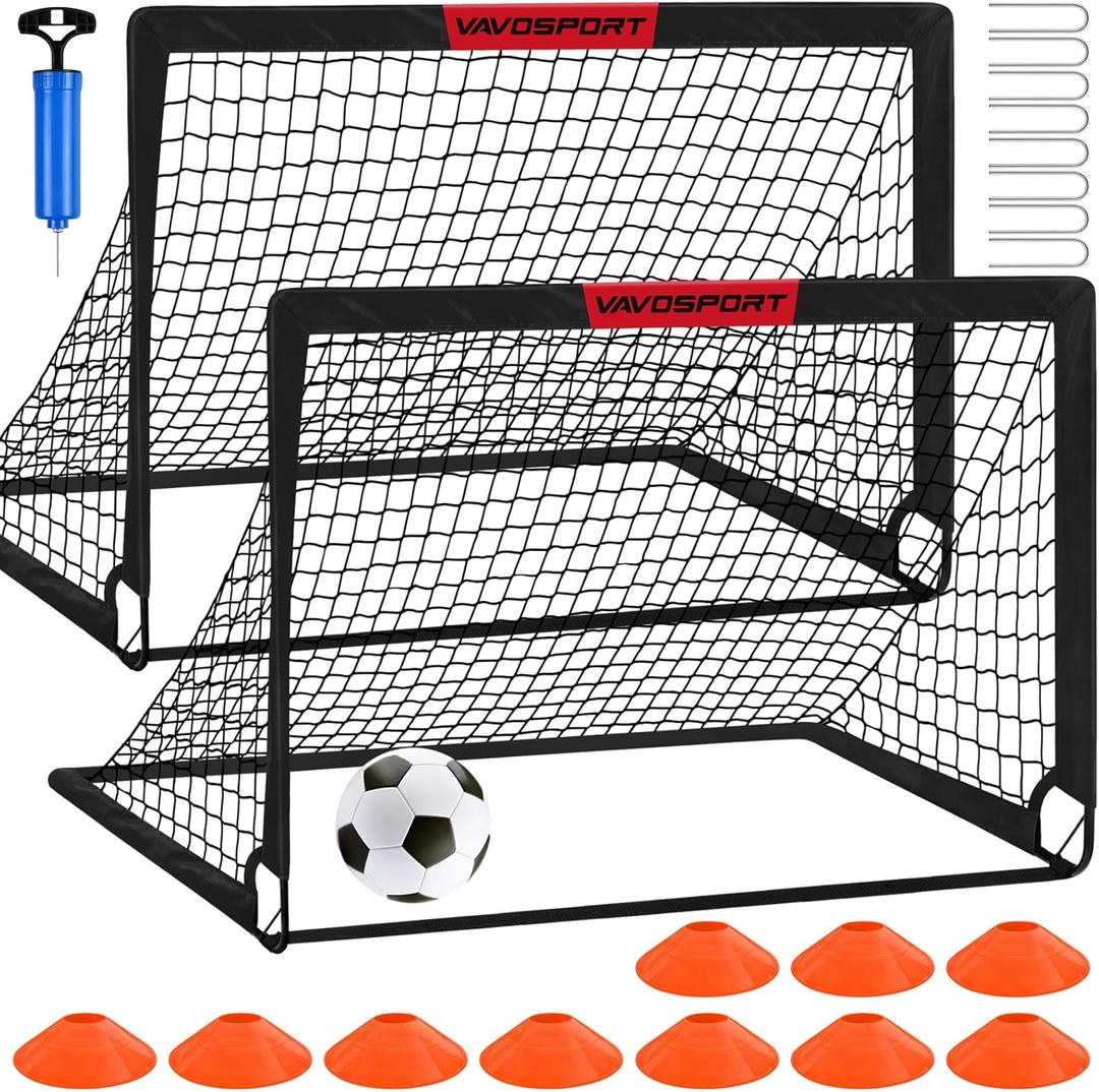 Kids Soccer Goals for Backyard Set - 2 of 4' x 3' Portable Soccer Goal Training Equipment, Pop Up Toddler Soccer Net with Soccer Ball, Soccer Set for Kids and Youth Outdoor Games, Sports, Play