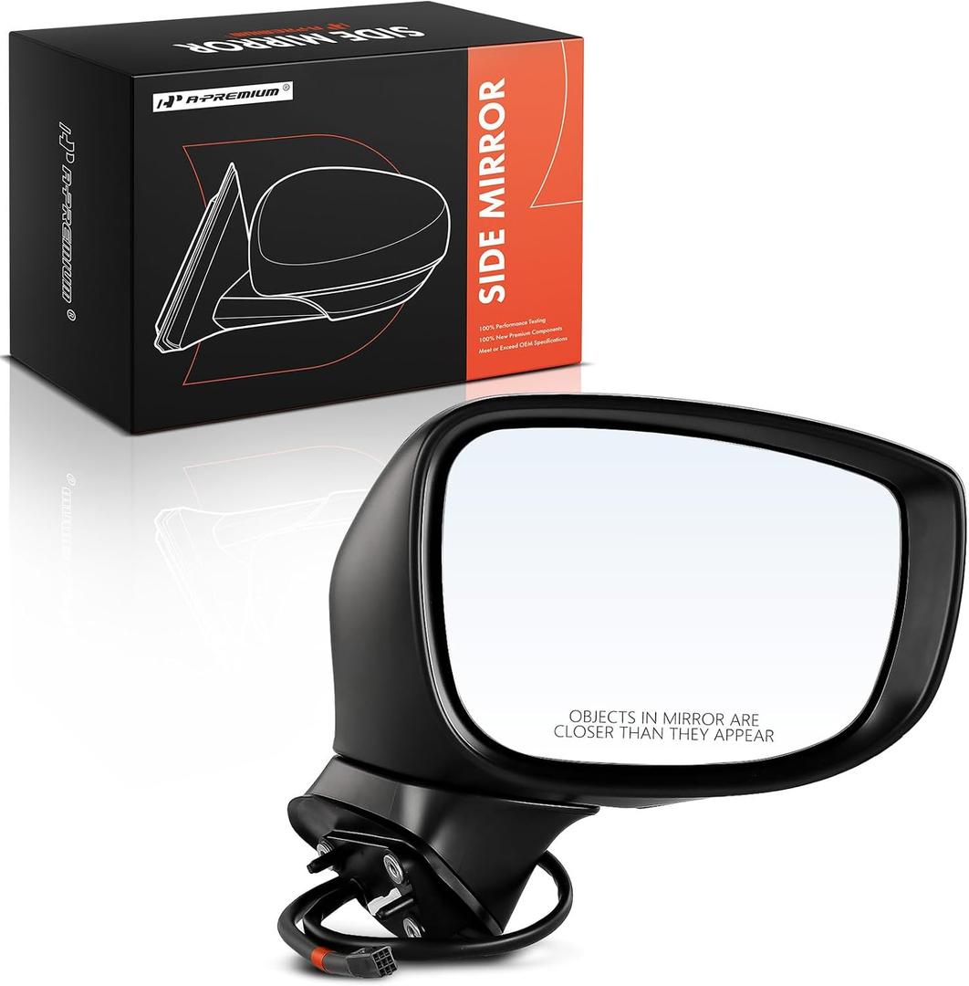 A-Premium Passenger Side Power Door Mirror - Compatible with Mazda CX-5 CX5 2017-2022 - Non-Heated, Manual Folding Black, Outside Rear View Mirror w/Turn Signal and Blind Spot Detection