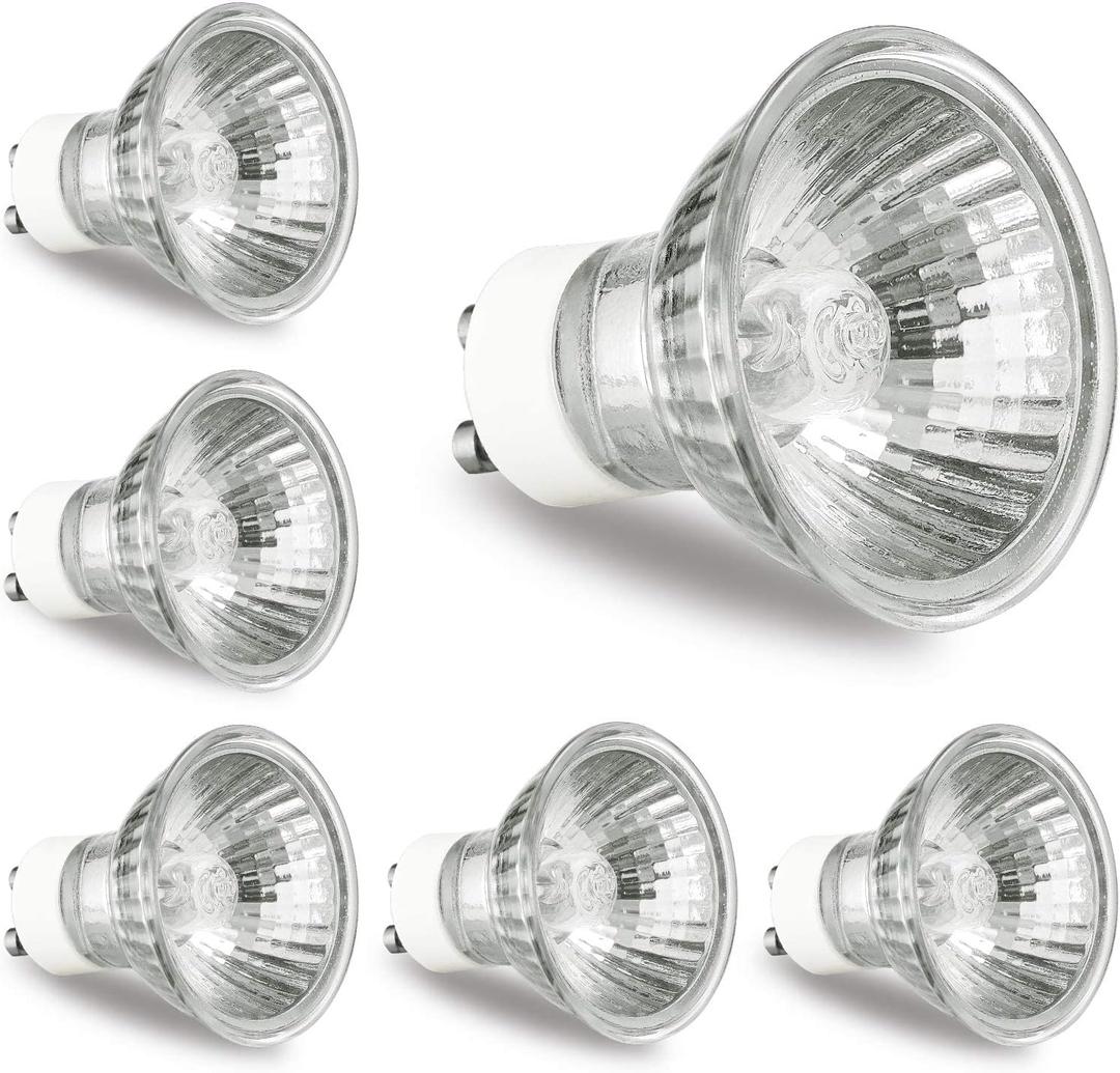 GU10 Bulb 120V 50W Light Bulbs for Candle Warmer Lamp, GU10+C, MR16 with Glass Cover, 2700K Warm White, Dimmable, Pack of 6