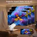 Mini Projector HY300 Pro, Portable Projector with Dual-Band WIFI6 5G Wireless 5.4 Bluetooth, Smart Projector Support 4K 1080P, Auto Keystone Correction 35"-130" Screen Video Projector