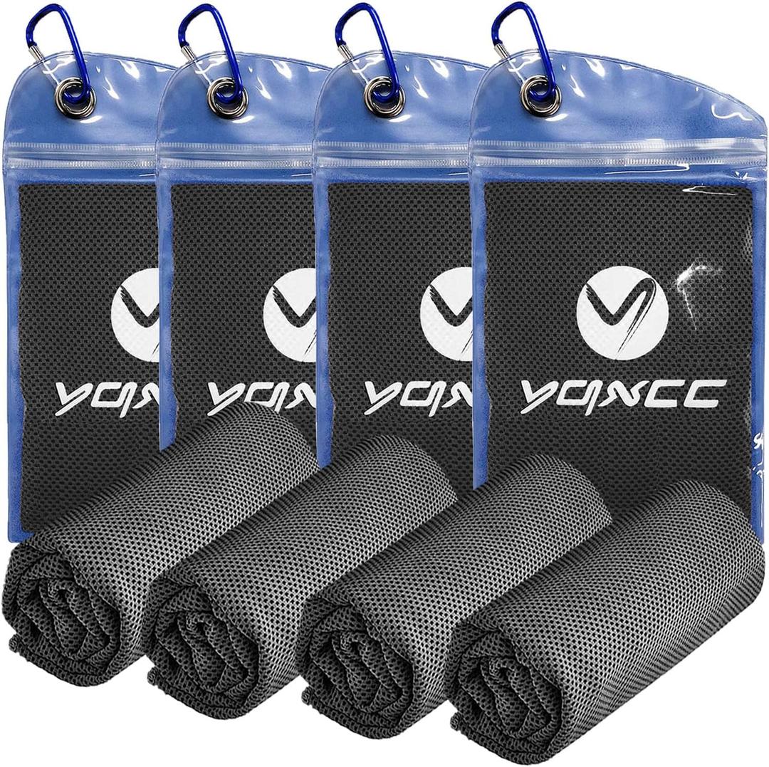 2 x YQXCC 4 Pack Cooling Towels | 40"x12" | Ice Cool for Neck | Microfiber Soft Breathable Chilly | for Yoga, Golf, Gym, Camping, Running, Workout & More Activities