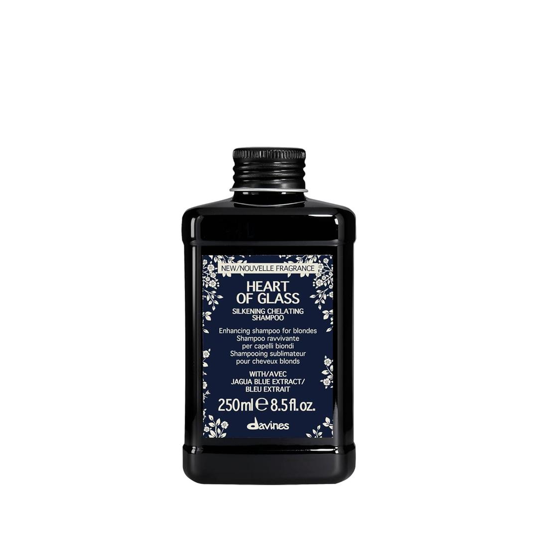 Davines Heart of Glass Silkening Shampoo, Enhancing Blue Shampoo for Blonde & Silver Hair - Gentle Cleanser with Jagua Blue Extract Balances Tones, Illuminates & Nourishes Weightlessly