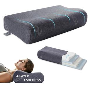 LOFE Contour Pillow - Adjustable Softness Cervical Neck Pillow for Ideal Support, 11 Heights Contour Memory Foam Pillow for Stomach/Side/Back Sleepers, Ergonomic Side Sleeper Pillow for Less Neck Pain