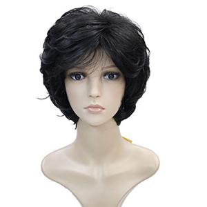 Wiginway Short Layered Shaggy Wavy Wigs Full Synthetic Bob Capless Wigs for White Women Natural Black