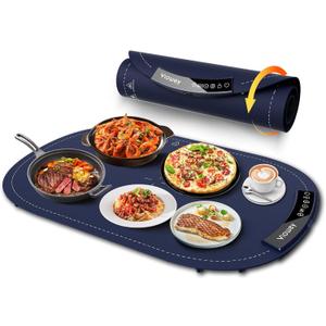 Warming Mat for FoodFood Warming Mat, Electric Warming Tray with 7 Temperatures Setings and 4 Hours TimerHeating Fastly in 10sPortable Food Warmers for Buffets PartyFamily Gatherings (Blue)