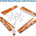 American Mahjong Tile Set, 166 White Tiles & 4 All-in-One Wooden Racks with Pushers, Mah Jongg Game Sets with Blue Mahjong-Themed Carrying Bag