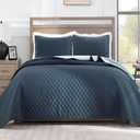 Exclusivo Mezcla Reversible California King Size Quilt Bedding Set with Pillow Shams, Lightweight Quilts Cal King Size, Soft Bedspreads Bed Coverlets for All Seasons - (Navy Blue, 112"x104")