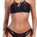 RELLECIGA Women's Halter Bikini Set Low Waisted Cute Bathing Suit