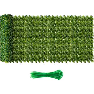 240x40 Inch Artificial Ivy Privacy Fence Screen, Faux Fencing Artificial Hedge, Green, Plastic, Garden Style
