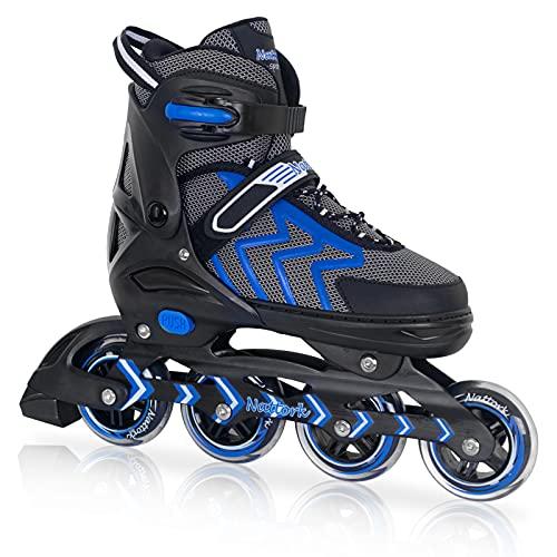 Nattork Adjustable Blades Roller Skates for Adults Women and Men,Outdoor & Indoor Black Inline Skates for Kids,Boys,Beginners,Size 6.5 7 7.5 8