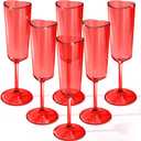 6 Pcs Valentine's Day Red Champagne Flutes 6 oz Heart Shaped Acrylic Champagne Flutes Valentine's Day Party Wine Cups Red Goblets Glasses for Wedding Anniversary New Year Party Supply