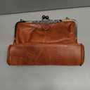 Women Retro Kiss Lock Handbag Purse Oil Wax PU Small Tote Satchels Shoulder Crossbody Bag