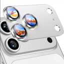 Uyiton Compatible with iPhone 17 Pro Camera Lens Protector - [Not Easy to Break][Strong Adsorption][Case-Friendly] Metal Tempered Glass Rear Camera Screen Cover - Silver