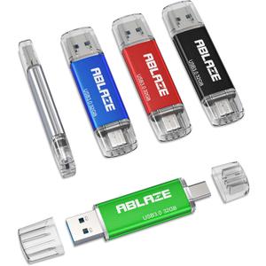 ABLAZE Type C Flash Drive 32GB 5 Pack, Dual USB 3.0+USB C Flash Drive Compatible with iPhone 16/15, Android Smartphone, Computer,Tablet Mac Laptop (5 Pack)