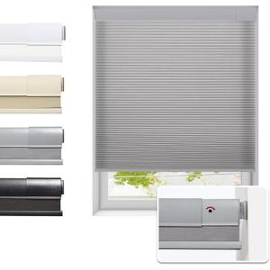 Tonature No Drill Cellular Shades for Indoor Windows, Thermal Insulating & Noise Reducing Honeycomb Blinds, Cordless Free Stop Blinds Light Filtering, Grey,36 1/2" W x 48" H