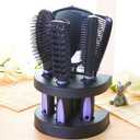 5 Pcs Hair Combs Set Professional Salon Hair Cutting Brushes Sets Salon Hairdressing Styling Tool Mirror And Holder Stand Set Dressing Comb Kits for Women and Men,Purple