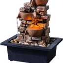 Indoor Tabletop Fountain 3-Tier Rockery Relaxation, Soothing Sound Home/Office/Bed Room Decor,Gifts for Mom/Grandma Relaxing Waterfall Meditation Tabletop Fountain LED Lights