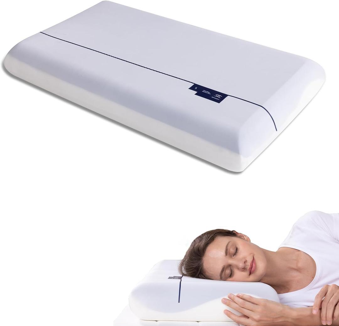 Memory Foam Pillows, Cervical Neck Pillow for Neck Pain Relief, Soft and Cooling for Back Side Sleeper Pillow with Two-Sided Reversible, Fits The Face Perfectly, Home Bed Pillows (White)