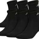 adidas Men's Athletic Cushioned Quarter Ankle Socks (6 Pairs) Durable & Comfortable, Black/ Aluminum 2, XL