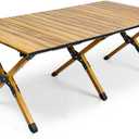 Whitsunday Folding Camping Table Aluminum Portable Roll-Up Picnic Table Wood Grain 45.6 * 23.6 * 17.3