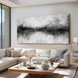 Canvas Prints Wall Art for Living Room Black Abstract Art Wall Decor Grey Pictures Wall Painting for Bedroom Office Artwork 29"x 58" Home Decor