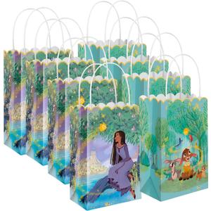 Amscan Vibrant Multicolor Wish Printed Kraft Bags Kraft Bags - 8.25"" x 5.25"" (Pack of 8) - Fun & Sturdy Gift Bags - Stand Out & Unique Style - Perfect for Kids' Parties, Inches